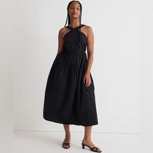 Madewell Poplin Halter Tiered Midi Dress 100% Cotton Size 8